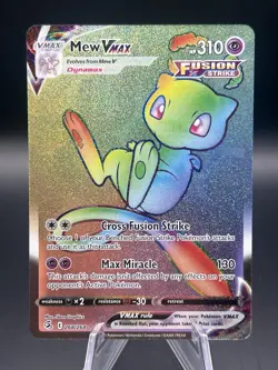 Pokemon TCG Mew VMAX Rainbow Secret Rare Holo Fusion Strike 268/264 - Image 1