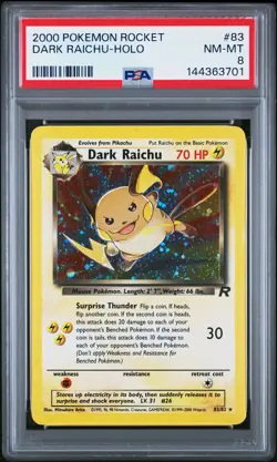 2000 POKEMON ROCKET #83 DARK RAICHU-HOLO PSA 8 - Image 1