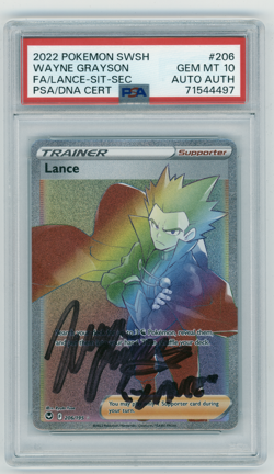 PSA 10 Signed Wayne Grayson Pokemon Lance 206/195 Secret Rainbow Silver Tempest - Image 1