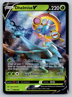 Pokemon Dhelmise V Ultra Rare SWSH01: Sword & Shield Base Set 009/202 NM - Image 1
