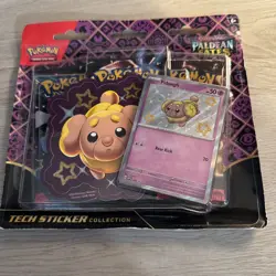 Pokemon TCG Paldean Fates Tech Sticker Collection 3 Pack Blister Fidough - Image 1