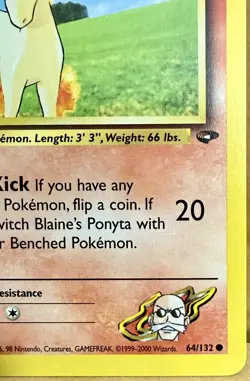 Blaine's Ponyta 64/132 Gym Challenge Set 1st Edition 2000 Vintage Pokemon TCG - Image 4