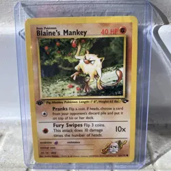 Pokemon TCG - Blaine's Mankey - 1ST EDITION - 63/132 - Gym Challenge 2000 - - Image 1