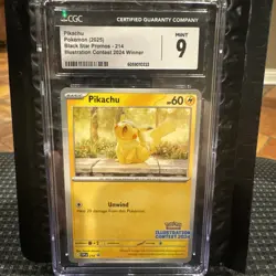 CGC 9 Mint Pikachu Black Star Promo Illustration Contest 2024 SVP 214 Pokemon - Image 1