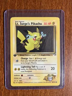 [NM/MINT] 2000 Pokemon Gym Heroes Lt. Surge's Pikachu 1st Edition #81/132 Common - Image 1