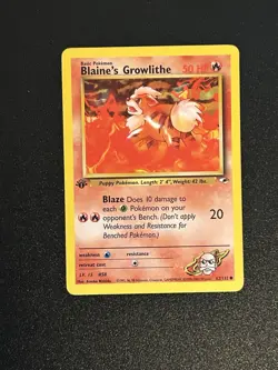 Pokemon TCG Blaine's Growlithe Gym Heroes 62/132 Regular 1st Edition Common - Image 1