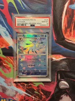 2025 POKEMON PRE EN-PRISMATIC EVOLUTIONS MASTER BALL REVERSE HOLO GLACEON PSA 10 - Image 4