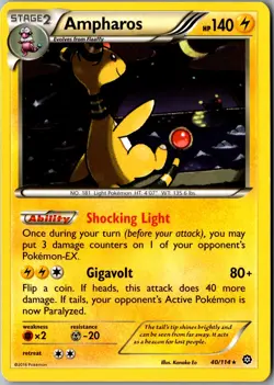 Ampharos 40/114 Holo Rare XY - Steam Siege LP Pokemon Card - Image 1