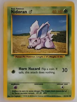 Pokemon TCG Nidoran 'M' Base Set Card 055/102 1999 WOTC Vintage (LP-NM) - Image 1