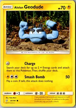 Alolan Geodude (35) 35/181 Common SM - Team Up LP Pokemon Card - Image 1