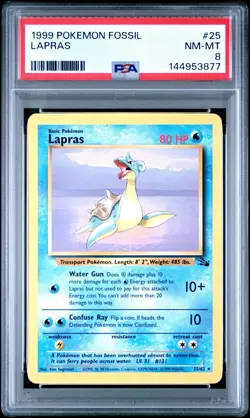 1999 Pokemon Fossil Lapras #25 PSA 8 NM-MT - Image 1