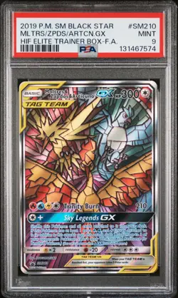 2019 POKEMON SM BLACK STAR PROMO FULL ART/MOLTRES & ZAPDOS & ARTICUNO GX PSA 9 - Image 1