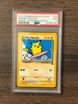 Pokemon Black Star Surfing Pikachu Pokemon League Promo PSA 7 PSA # 68566105 - Image 1