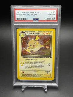 2000 Pokemon Rocket Dark Raichu Holo #83 NM - MINT PSA 8 SWIRL - Image 1