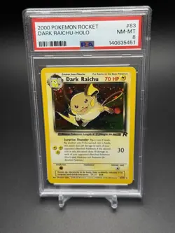2000 Pokemon Rocket Dark Raichu Holo #83 NM - MINT PSA 8 SWIRL - Image 4