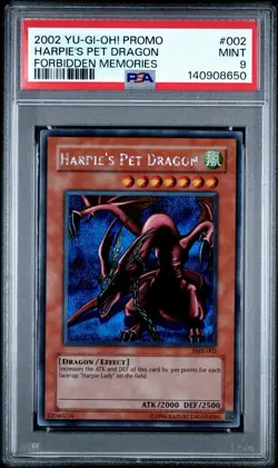 2002 Yu-Gi-Oh! Harpie's Pet Dragon Forbidden Memories FMR Secret Rare PSA 9 - Image 1