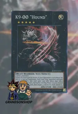 Yu-Gi-Oh! K9-00 "Hound" JUSH-EN036 ** Super Rare ** - Image 1