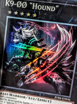 Yu-Gi-Oh! K9-00 "Hound" JUSH-EN036 ** Super Rare ** - Image 2