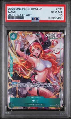 2025 ONE PIECE JAPANESE OP14-THE AZURE SEA'S SEVEN 031 NAMI ALTERNATE ART PSA 10 - Image 1