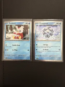 Pokemon 2025 Holiday Calendar Stamped 3 Card Lot Delibird Cryogonal Articuno - Image 2