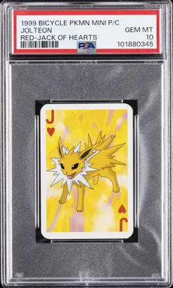 1999 BICYCLE POKEMON MINI PLAYING CARDS RED DECK JACK OF HEARTS JOLTEON PSA 10 - Image 1