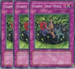 Yugioh - Giant Trap Hole x 3 - 1st Edition NM - Plus Free Holographic Card - Image 1