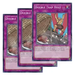 Yugioh - Double Trap Hole x 3 - 1st Edition NM - Plus Free Holo Card - Image 1