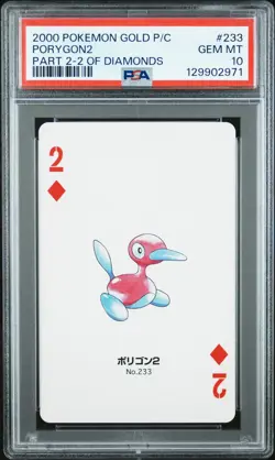 2000 POKEMON GOLD VERSION PART 2 PLAYING CARDS 2 OF DIAMONDS PORYGON2 PSA 10 - Image 1