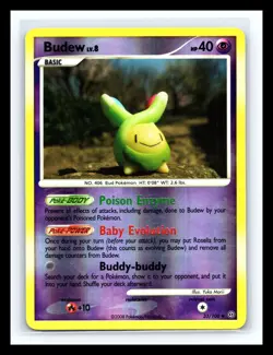 💥 Pokemon 2008 Card - Budew Stormfront 33/100 Reverse Holo Yuka Morii - Image 1