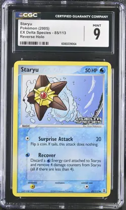 CGC 9 MINT Staryu 2005 EX Delta Species 85/113 Reverse Holo Stamped Pokemon Card - Image 1