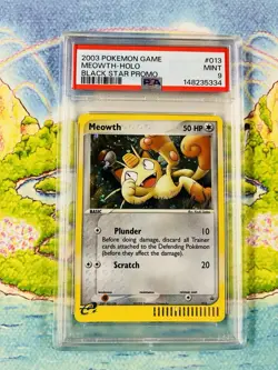 2003 Pokemon Meowth Holo Black Star Promo Card #013 PSA 9 Mint Rare WOTC - Image 1