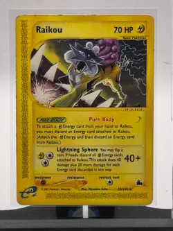 2003 Pokemon TCG Skyridge Raikou Non-Holo 28/144 Rare Card Vintage WOTC MP/HP - Image 2