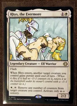 Rhys, the Evermore Altered Art Hand Painted MTG Magic the Gathering Anime Girl - Image 1