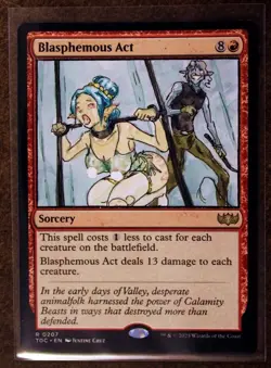 Blasphemous Act Altered Art Hand Painted MTG Magic the Gathering Anime Girl - Image 1