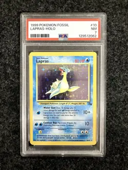PSA 7 Lapras 10/62 WOTC Fossil Holo Rare Pokemon TCG Card - Image 1