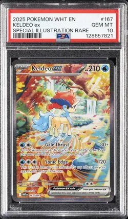 2025 POKEMON WHT EN-WHITE FLARE SPECIAL ILLUSTRATION RARE #167 KELDEO EX PSA 10 - Image 1