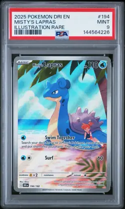 2025 POKEMON DRI EN-DESTINED RIVALS ILLUSTRATION RARE #194 MISTY'S LAPRAS PSA 9 - Image 1