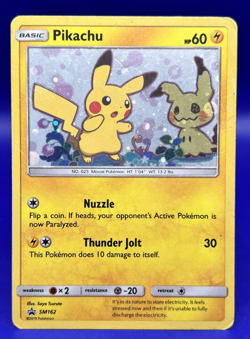 Pokemon Card Pikachu Black Star Promo SM162 Holo HP/Dmg - Image 1