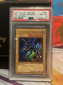 2003 1st Edition YuGiOh! Starter Deck Joey RED-EYES B DRAGON SDJ-001 PSA 8 NM-M - Image 1