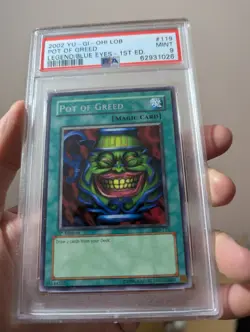 Yugioh POT OF GREED LOB-119 1st Edition MINT PSA 9 #119 AE - Image 1