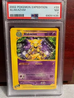 Vintage Pokemon Card 2002 Expedition Alakazam Rare PSA 7 Near Mint 33/165 - Image 1