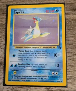 Lapras 10/62 WOTC Fossil Unlimited Holo Rare Pokemon Card MP - Image 1