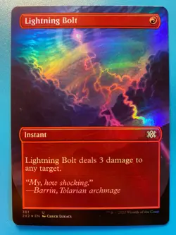 MTG 1x FOIL BORDERLESS Lightning Bolt # 361 Double Masters 2022 Magic the x1 NM - Image 1
