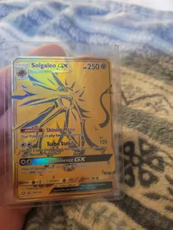 DAMAGED Pokemon TCG Solgaleo GX Full Art Gold Holo Promo Card Sun & Moon SM104a - Image 1
