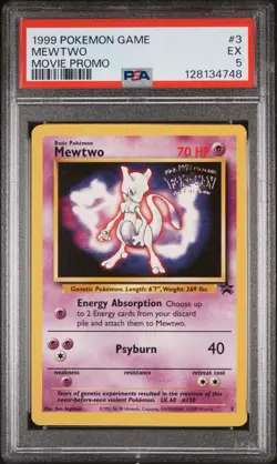 1999 POKEMON GAME MOVIE MOVIE PROMO #3 MEWTWO PSA 5 - Image 1