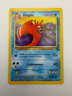 #38/62 Kingler Normal Uncommon - Pokemon TCG Fossil - Vintage - LP (See Photos) - Image 1