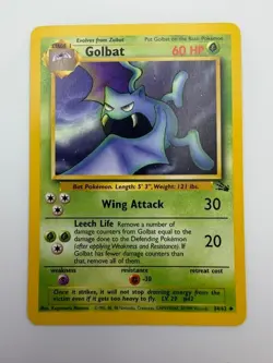 #34/62 Golbat Normal Uncommon - Pokemon TCG Fossil - Vintage - LP (See Photos) - Image 1
