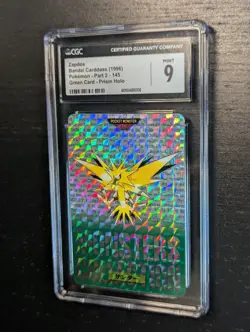 1996 Pokemon 1st Print Japan Bandai Carddass Vending #145 Zapdos Prism Green ⚡ - Image 2