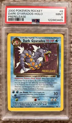 2000 Pokemon Rocket Prerelease #8 Dark Gyarados Holo PSA 9 - Image 1
