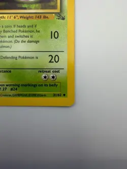 #31/62 Arbok Normal Uncommon - Pokemon TCG Fossil - Vintage - LP (See Photos) - Image 5